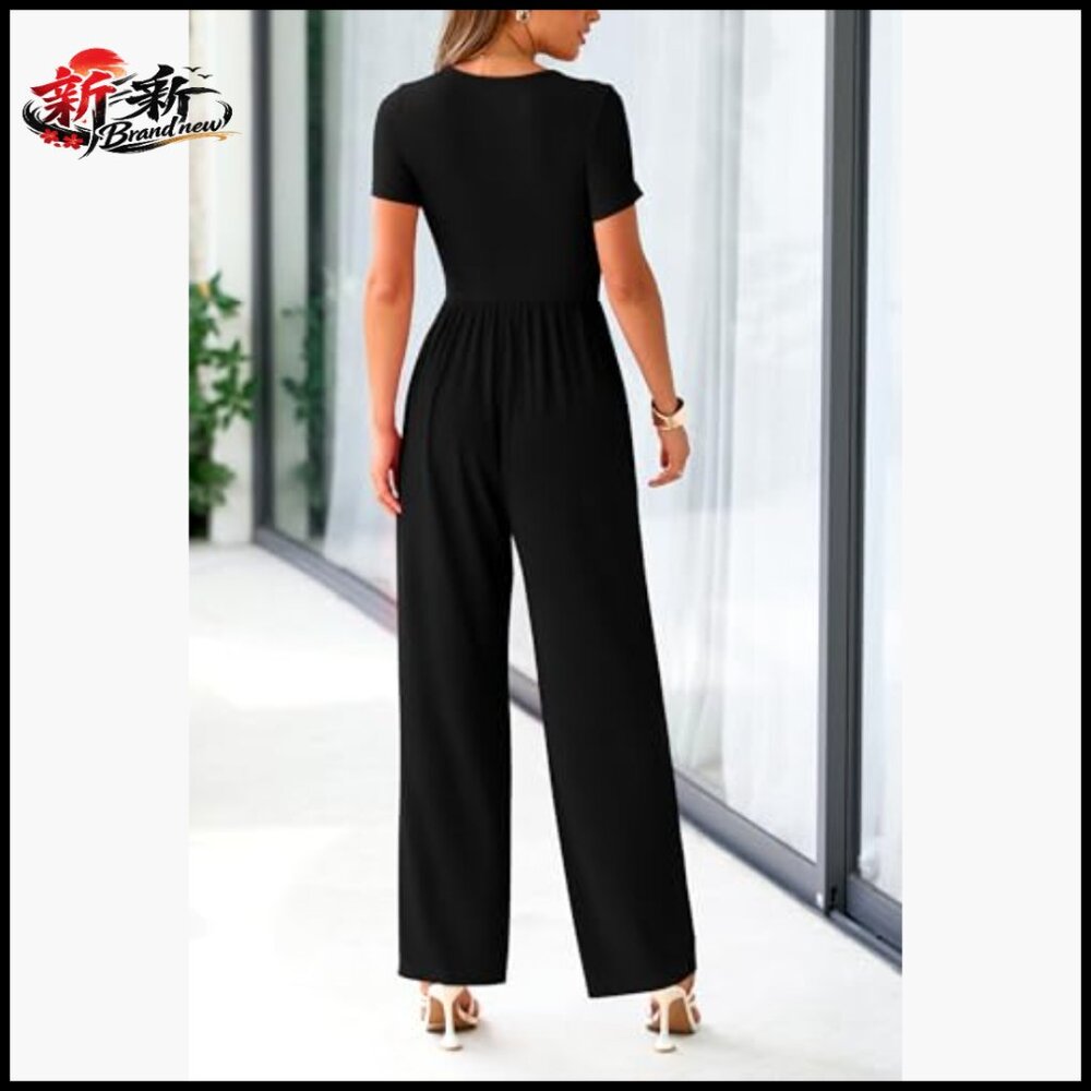 Polyester Elastane Ribbed Knit Jumpsuit Square Ne… - image 2